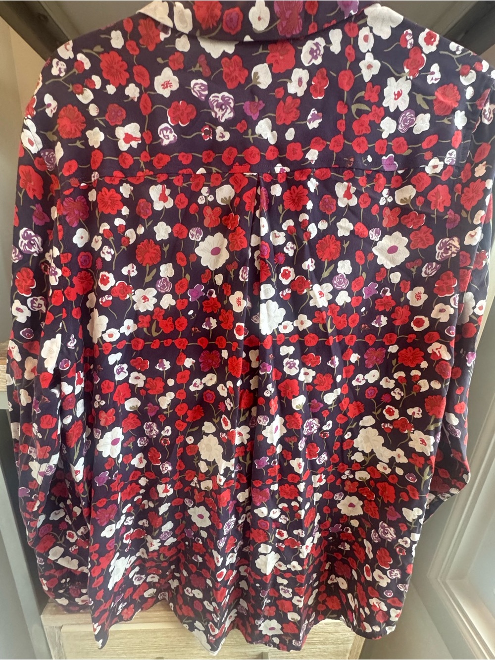 Equipment Femme Floral Button-Down Shirt - Red, White & Purple on Black - Picture 5 of 7